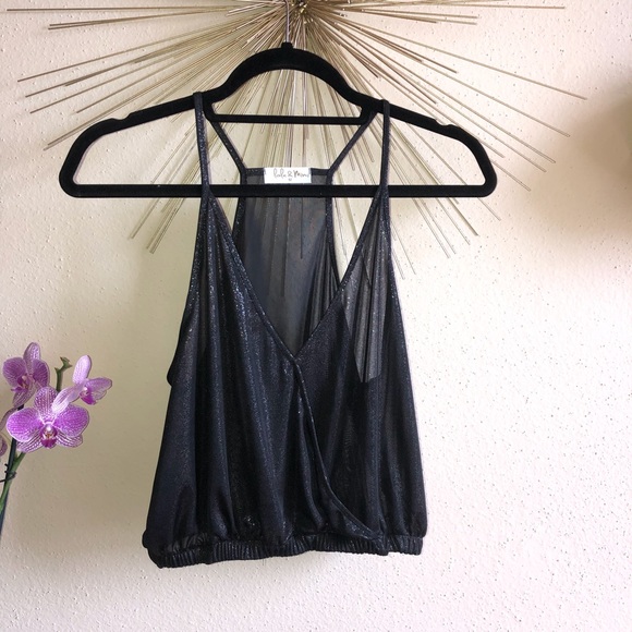 Cute Sparkly Black Cropped Top - Picture 6 of 7